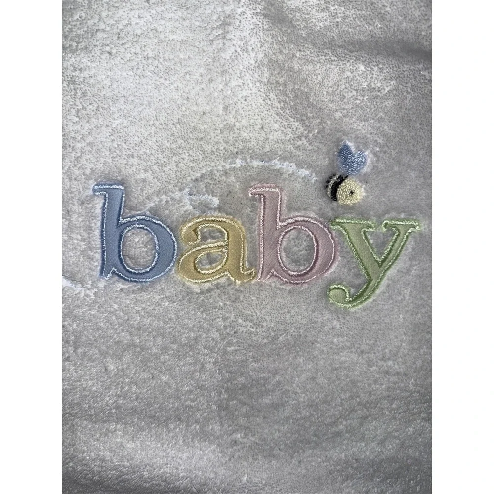 Vintage Carter's BABY White Bee Baby Fleece Crib Blanket Girl‎ 30 X 40
